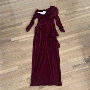 Chic Long Sleeve Burgundy Dress
